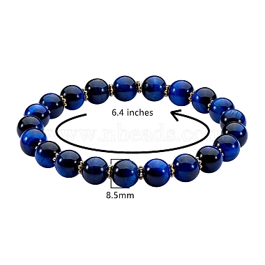 Natural Tiger Eye Round Beads Stretch Bracelet(BJEW-SZ0002-01A)-6