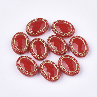 Red Oval Acrylic Beads