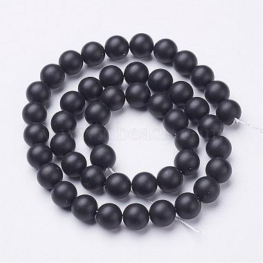 Natürliche schwarze Achat Perlen Stränge(G-D543-8mm)-3