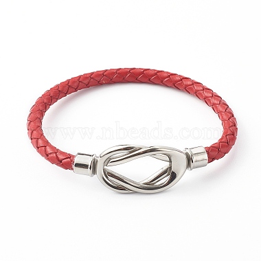 Bracelets en cordon tressé en cuir de vachette imitation pour couple(BJEW-JB06443)-8
