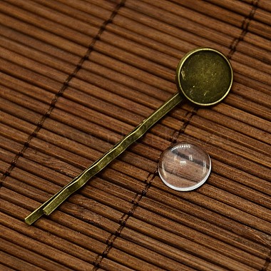12mm Transparent Clear Domed Glass Cabochon Cover for Iron Hair Bobby Pin DIY Making(DIY-X0071-NF)-4