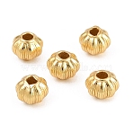 Brass Beads, Corrugated Rondelle, Real 18K Gold Plated, 5.5x4.5mm, Hole: 1.7mm(KK-Z162-10G)