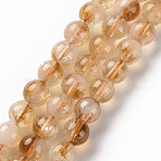 Heated Natural Citrine Beads Strands, Round, 6~7mm, Hole: 0.7mm, about 63~64pcs/strand, 15.35 inch(39cm)(X-G-S362-105B)