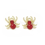 Alloy & ABS Plastic Pearl & Rhinestone Pendants Spider Charms, Long-Lasting Plated, Rack Plating, Golden, 12.5x12x5mm, Hole: 1.6mm(PL-CBA5609-02G-A)