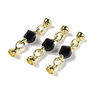 Natural Dyed & Heated Black Agate with Brass Fold Over Clasps, Real 18K Gold Plated, Long-Lasting Plated, Rack Plating, Faceted Twist, 45mm(G-G141-02G-09)