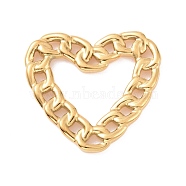 Ion Plating(IP) 304 Stainless Steel Linking Rings, Curb Chain Style, Heart, Golden, 20.5x22x2mm, Inner Diameter: 9x12.5mm(STAS-G264-02G)