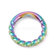 Twisted Ring Hoop Earrings for Girl Women, Chunky 304 Stainless Steel Earrings, Rainbow Color, 8.5x1.3mm, 16 Gauge(1.3mm)(STAS-D453-01M-01)