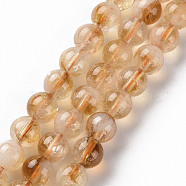 Natural Citrine Beads Strands, Round, 6mm, Hole: 0.7mm, about 63~64pcs/strand, 15.35 inch(39cm)(X-G-S362-105B)