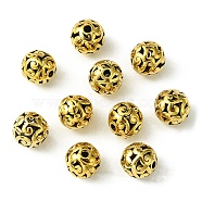 Tibetan Style Hollow Alloy Beads, Round, Golden, 11mm(TIBEB-YW0001-11G)