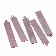 Metal Tags, Brass Stamping Blank Tag Pendants, Rectangle, Red Copper, 41x7x0.5mm, Hole: 1mm(X-KK-N0001-07R)