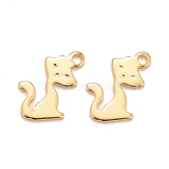 201 Stainless Steel Charms, Cat, Real 24k Gold Plated, 13.5x8.5x0.8mm, Hole: 1.2mm(STAS-K217-52G)