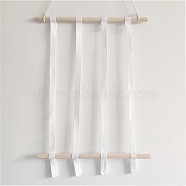 Hanging Hair Pin Storage Frame, Hair Bow Holder, with Plastic Hook, Wooden Sticks & Polyester Ribbon, Rectangle, White, 38.2~85x1.4~2x0.12~1.4cm, 8pcs/set(HJEW-WH0014-67)