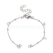 Brass Satellite Chain Bracelet Making, with Cubic Zirconia Charms and Lobster Clasp, for Link Bracelet Making, Silver, 6-1/4 inch(16cm)(AJEW-JB01151-05)