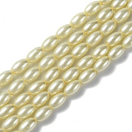 Eco-Friendly Glass Pearl Barrel Beads Strands, Wheat, 7x4mm, Hole: 1mm, about 66pcs/strand, 16.1 inch(X-HY-O001-B-03)