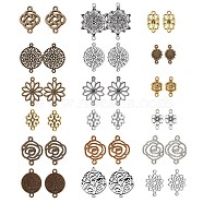 72Pcs 18 Styles Tibetan Style Alloy Connector Charms, Mixed Shapes, Mixed Color, 16.5~40x10~28x1mm, Hole: 1~2.5mm, 4pcs/style(FIND-SC0003-34)