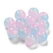 Two Tone Spray Painting Glass Beads, Imitation Jade Glass, Round, Light Sky Blue, 10mm, Hole: 1.8mm, 200pcs/bag(GLAA-L046-03H)