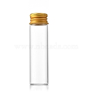 Glass Bottles Bead Containers, Screw Top Bead Storage Tubes with Golden Plated Aluminum Cap, Column, Clear, 2.2x8cm, Capacity: 20ml(0.68fl. oz)(CON-WH0085-78G)