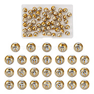 52Pcs 26 Style Electroplate Glass Alphabet Beads, Round with Initial Letter A~Z Pattern, Gold, 10mm, Hole: 1.4mm, 2Pcs/style(FIND-TA0001-99A)