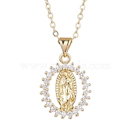 Brass Micro Pave Clear Cubic Zirconia Pendant Necklaces, Cable Chains for Women, Golden, 15.67 inch(398mm)(NJEW-JN04798)