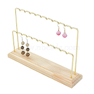 2-Tier Wood Earring Displays, with Iron Findings, Golden, Finish Product: 22x2x14.9cm, about 3pcs/set(EDIS-WH0021-09)