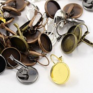 Brass Leverback Earring Findings, Flat Round, Mixed Color, 25x14mm(KK-C1244-M)