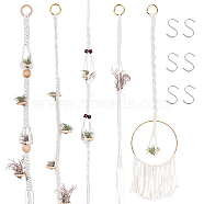 5Pcs 5 Styles Cotton Macrame Plant Hangers, Boho Style Hanging Planter Baskets, Wall Decorative Flower Pot Holder with 6Pcs Stainless Steel S-Hook Clasps, Mixed Color, 82.5~730x13~43x3.5~13mm(AJEW-GA0007-83)