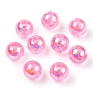 Transparent Acrylic Beads, AB Colors Plated, Round, Pearl Pink, 8mm, Hole: 2mm, about 2100pcs/500g(MACR-T046-01D-11)