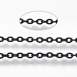 304 Stainless Steel Cable Chains, Soldered, Flat Oval, Gunmetal, 2.7x2x0.4mm, about 6.56 Feet(2m)/strand(CHS-S006-JN944-5)