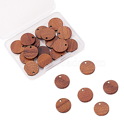 Walnut Wood Pendants, Flat Round, Coconut Brown, 15x2.5mm, Hole: 2mm, 20Pcs (WOOD-CJ0001-27B)