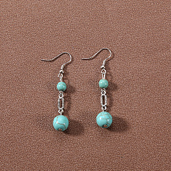Bohemian tassel turquoise earrings, retro ethnic minority style earrings, personalized temperament, Tibetan ear accessories(JU8957-12)
