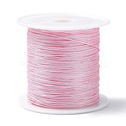 Nylon Chinese Knot Cord, Nylon Jewelry Cord for Jewelry Making, Pink, 0.4mm, about 28~30m/roll(NWIR-C003-02D)