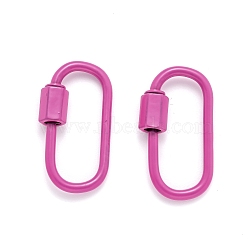 Spray Painted Brass Screw Carabiner Lock Clasps, for Necklaces Making, Oval, Deep Pink, 26x13x2mm(KK-B032-06)