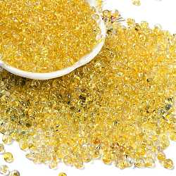 6/0 Spray Paint Glass Seed Beads, Teardrop, Gold, 5x4.5x4mm, Hole: 1mm, about 4500pcs/pound(SEED-H003-11A)