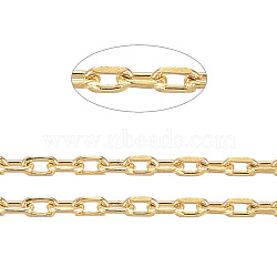 Ion Plating(IP) 304 Stainless Steel Cable Chains, Diamond Cut Chains, Soldered, Faceted, with Spool, Oval, Golden, 1.5x1x0.3mm, about 32.8 Feet(10m)/roll(CHS-D004-01G)