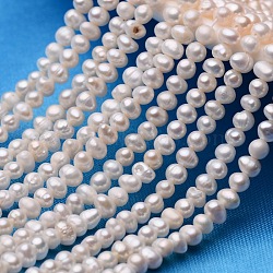 Potato Natural Cultured Freshwater Pearl Beads Strands, Creamy White, 3~4mm, Hole: 0.8mm, about 100pcs/strand, 13.3 inch~14.1 inch(X-PEAR-E007-3-4mm-AA)