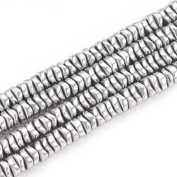 Electroplate Non-magnetic Synthetic Hematite Beads Strands, Wavy Disc, Platinum Plated, 4x1.5mm, Hole: 1mm, about 270pcs/strand, 16.1 inch(X-G-T061-179K)