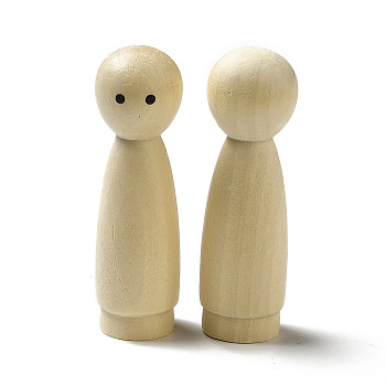 Unfinished Wooden Peg Dolls Display Decorations, for Painting Craft Art Projects, Beige, 21.5x71mm