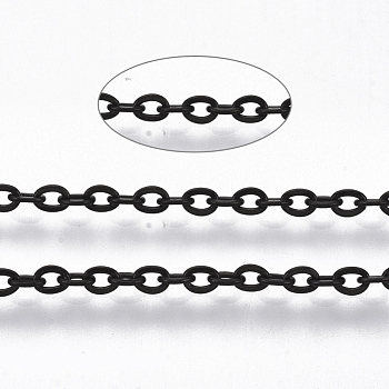 304 Stainless Steel Cable Chains, Soldered, Flat Oval, Gunmetal, 2.7x2x0.4mm, about 6.56 Feet(2m)/strand
