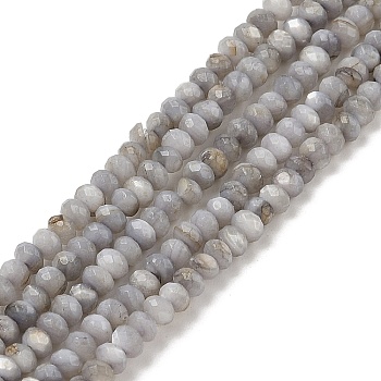 Natural Freshwater Shell Dyed Beads Strands, Faceted Rondelle, Dark Gray, 4x3mm, Hole: 0.7mm, about 137pcs/strand, 15.35''(39cm)