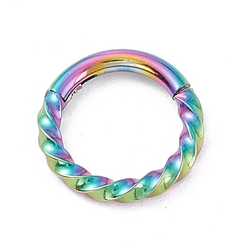 Twisted Ring Hoop Earrings for Girl Women, Chunky 304 Stainless Steel Earrings, Rainbow Color, 8.5x1.3mm, 16 Gauge(1.3mm)