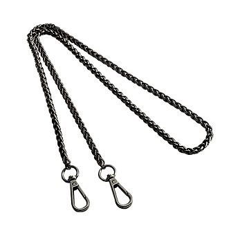 Zinc Alloy Handbag Wheat Chain Straps, with Alloy Clasps, for Handbag or Shoulder Bag Replacement, Gunmetal, 1200mm