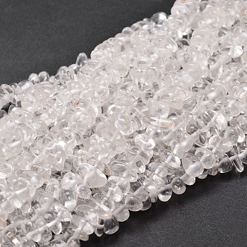 Natural Quartz Crystal Chip Beads Strands, Rock Crystal Beads, 5~14x4~10mm, Hole: 1mm, about 15.5 inch~16.1 inch
