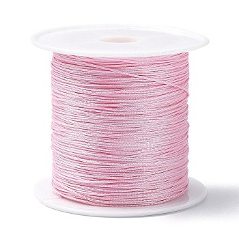 Nylon Chinese Knot Cord, Nylon Jewelry Cord for Jewelry Making, Pink, 0.4mm, about 28~30m/roll