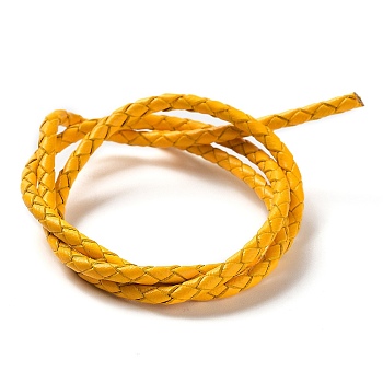 Braided Leather Cord, Yellow, 3mm, 50yards/bundle