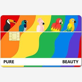 PVC Plastic Waterproof Card Stickers, Self-adhesion Card Skin for Bank Card Decor, Rectangle, Bird, 186.3x137.3mm