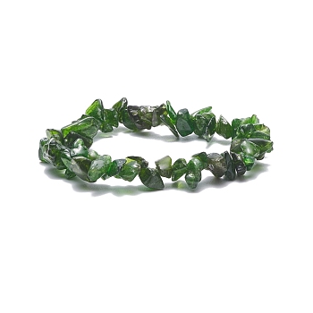 Natural Diopside Chips Beaded Stretch Bracelet, Gemstone Jewelry for Women, Inner Diameter: 2-1/8 inch(5.5cm)