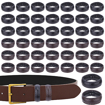 48Pcs 2 Styles PU Imitation Leather with Alloy Loop Keepers, Men's Belt Buckle Accessories, Ring, Mixed Color, 37~39.5x38x13.5~14mm, 24pcs/style