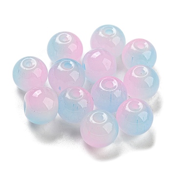 Two Tone Spray Painting Glass Beads, Imitation Jade Glass, Round, Light Sky Blue, 10mm, Hole: 1.8mm, 200pcs/bag