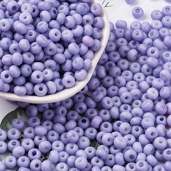 Baking Paint Glass Seed Beads, Round Hole, Rondelle, Grade A, Medium Purple, 5.5x3.5mm, Hole: 1.6mm, about 2500pcs/pound