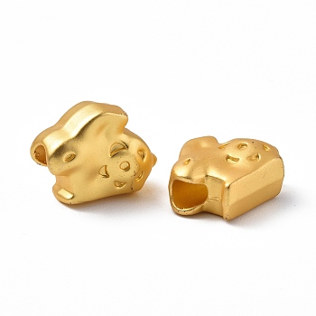 Rack Plating Alloy Beads, Cadmium Free & Lead Free & Nickle Free, Rabbit, Matte Gold Color, 15x12x6.5mm, Hole: 3.5mm